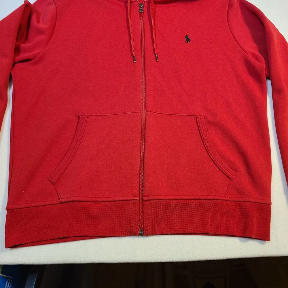 Polo Ralph Lauren Full Zip Big & Tall Hooded Hoodie Sweatshirt with Pony - Red
